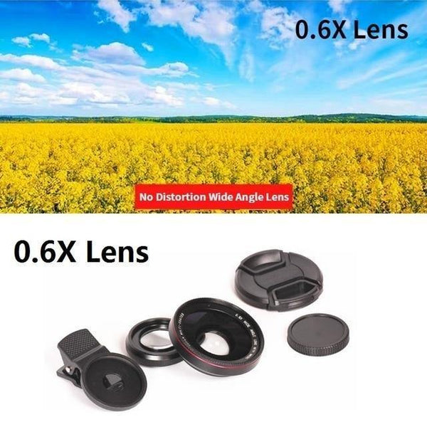 SearchFindOrder 0.6X Black Lens Only 4K HD Super 15X Macro Lens for Smartphone Anti-Distortion 0.45X 0.6X Wide Angle Lens