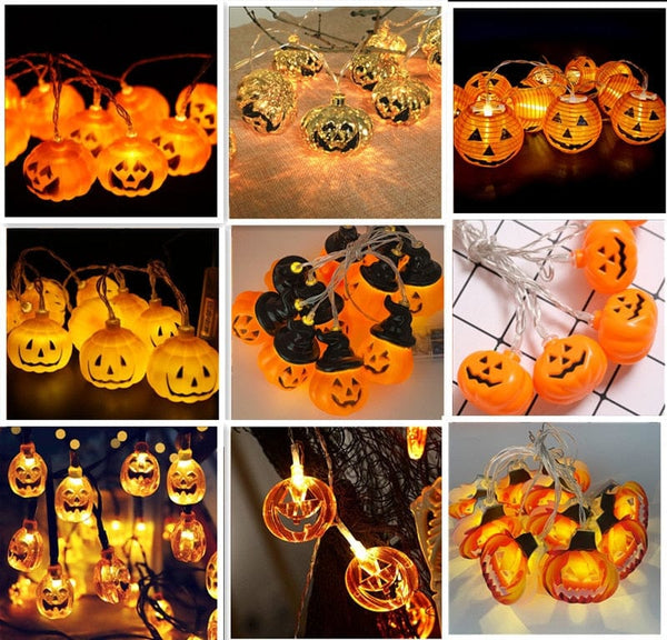 SearchFindOrder 10/20Led Halloween Pumpkin Ghost Skeletons Bat Spider Led Light String Festival Bar Home Party Decor Halloween Ornament