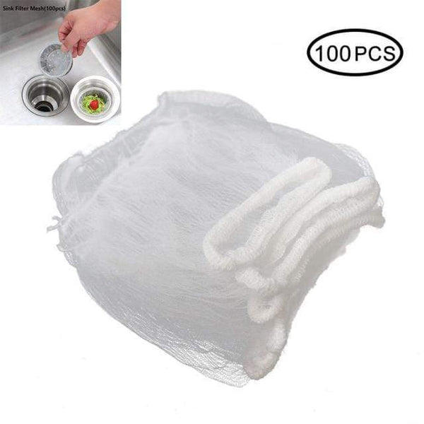 SearchFindOrder 100 Filter Bags Corner Kitchen Sink Mesh Waste Strainer (1 holder + 100 mesh filter bags)