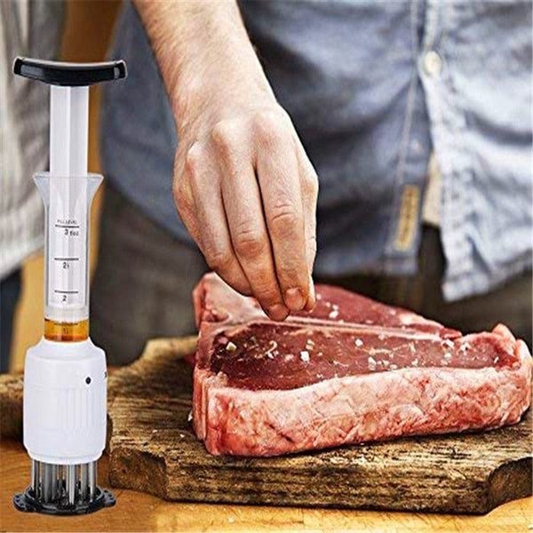 SearchFindOrder 2-in-1 Professional Meat Stainless Steel Meat Tenderizer with Marinade and Seasoning Injector Needles