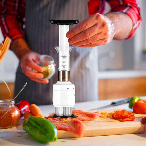 SearchFindOrder 2-in-1 Professional Meat Stainless Steel Meat Tenderizer with Marinade and Seasoning Injector Needles