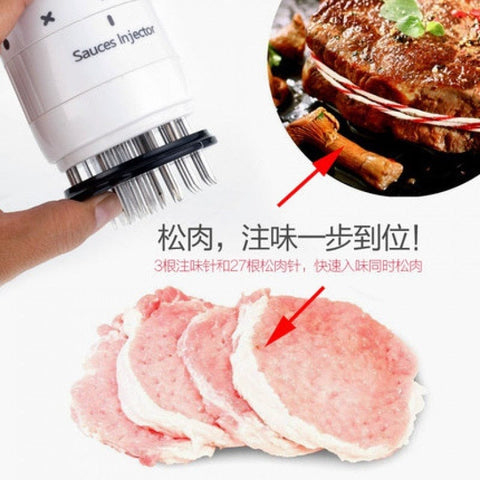 SearchFindOrder 2-in-1 Professional Meat Stainless Steel Meat Tenderizer with Marinade and Seasoning Injector Needles