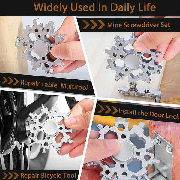 SearchFindOrder 23-in-1 Stainless Steel Snowflake Multifunctional Tool Fidget Spinner