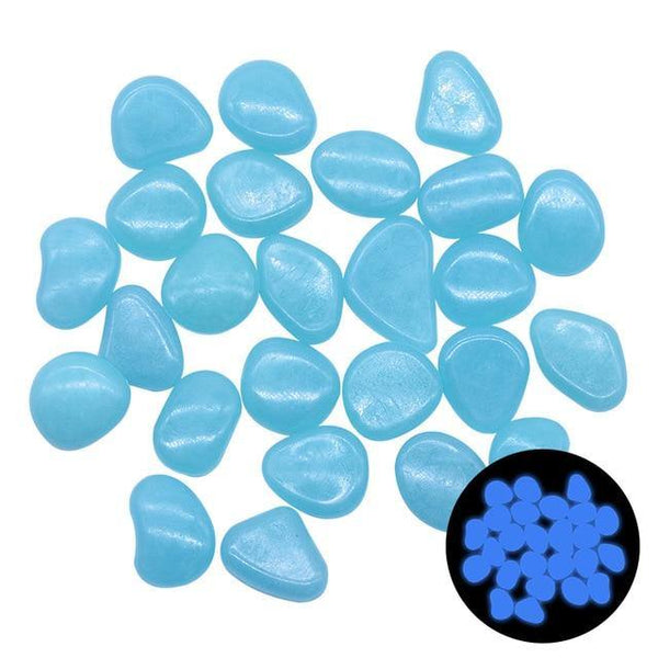 SearchFindOrder 25pcs / Blue Glow in the Dark Garden Pebbles