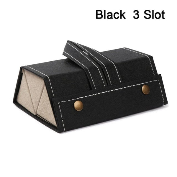 SearchFindOrder 3 Slot black Portable Leather Eyeglasses/Sunglasses Organizer