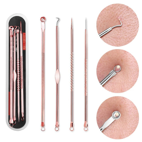 SearchFindOrder 4pcs Acne Blackhead Removal Needles Black Dots Acne Remover Squeeze Deep Cleansing Facial Blackhead Eliminators Skin Care Tools