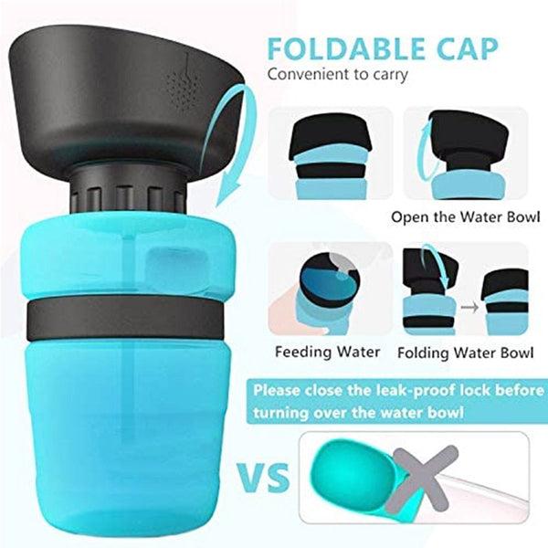 SearchFindOrder 500ml Foldable Leak-Proof Dog Water Bottle & Bowl