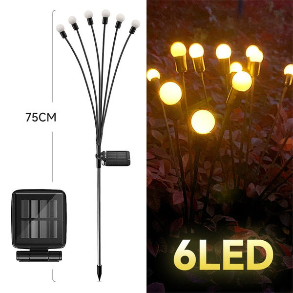SearchFindOrder 6 LED Warm / 2 pcs Firefly Garden Solar LED Outdoor Lights