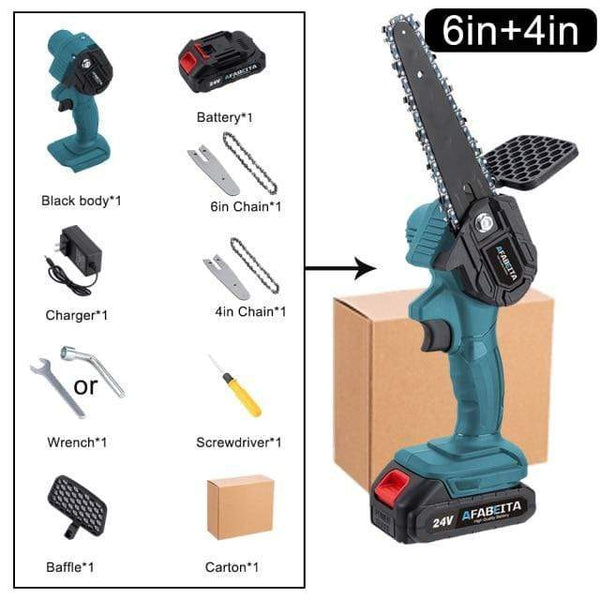 SearchFindOrder 6in and 4in Blue Set / EU Mini Electric Pruning Chainsaw