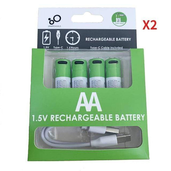SearchFindOrder 8PCS AA TYPE-C Rechargeable Lithium Ion Batteries AA 1.5V 2600mWh/ AAA 1.5V 550mWh