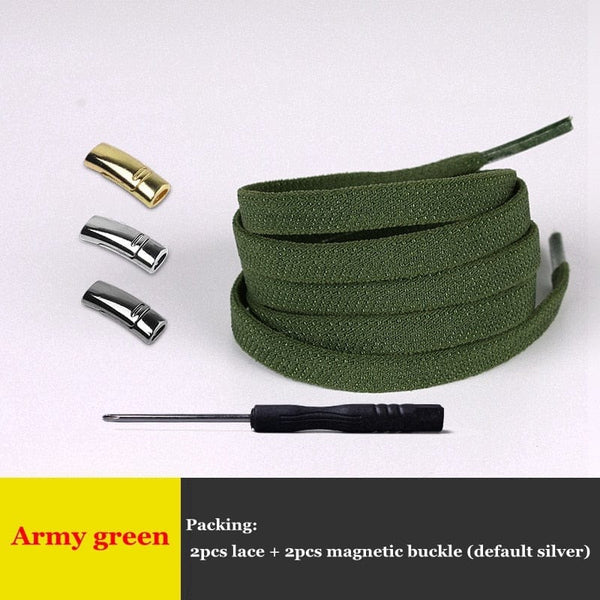 SearchFindOrder Army green / China / 100cm Smart Magnetic No-Tie Shoelaces