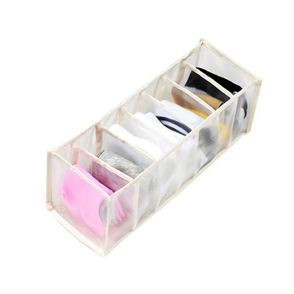 SearchFindOrder Beige 7 Grids Foldable Drawer Storage Box Organizer