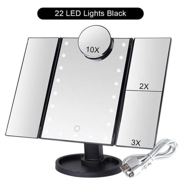 SearchFindOrder Black 10X Mirror Portable Magnifying Tri Fold Makeup Mirror
