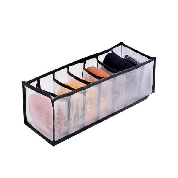 SearchFindOrder Black 7 Grids Foldable Drawer Storage Box Organizer