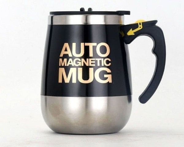 SearchFindOrder Black Stainless Steel Magnetized Self Stirring Mug