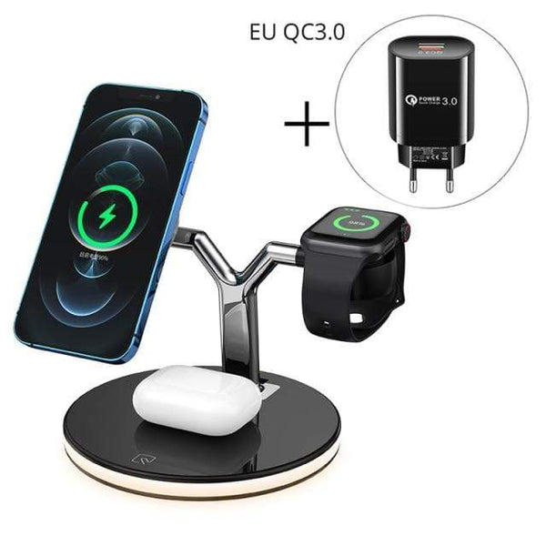 SearchFindOrder Black With EU PLUG 3 in 1 Magnetic Wireless Fast Charging Station
