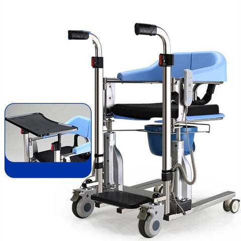 SearchFindOrder Blue Electric Hight Adjustable Chair with Eating Tray Easy Mobile Transfer Lift Chair
