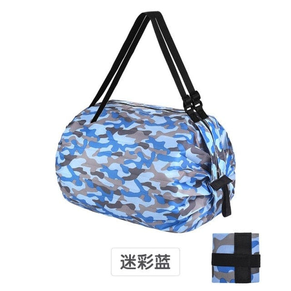 SearchFindOrder Blue Waterproof Reusable Foldable Shopping and Travel Bag