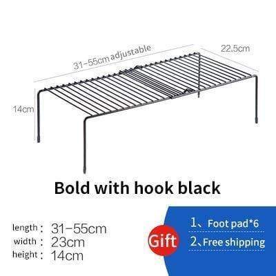 SearchFindOrder Bold-black Adjustable Holders Metal Racks For Kitchen Cabinet Organizer