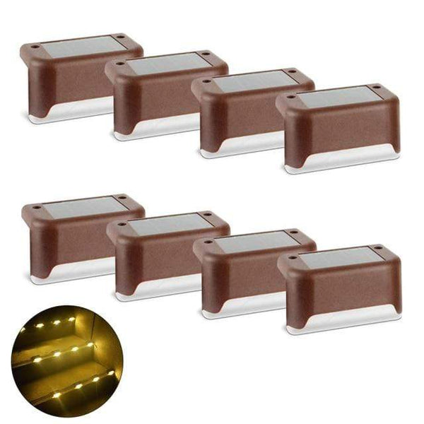 SearchFindOrder Brown 8 Pieces Outdoor Solar Step Lights