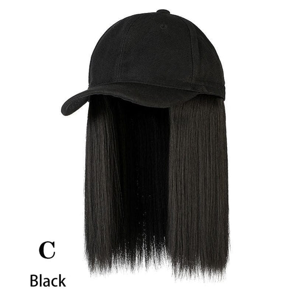 SearchFindOrder C black Knitted Long Hair Wig Beanie