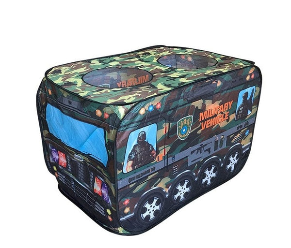 SearchFindOrder Camouflage car Children's Outdoor and Indoor Popup Play Tent Fire Truck Police Car Icecream Truck Schoo Bus