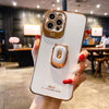 SearchFindOrder Cellphone Accessories for iPhone 12 Mini / White Luxury Electroplated iPhone Case with Built-In Stand