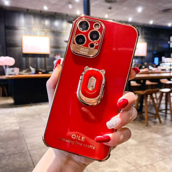 SearchFindOrder Cellphone Accessories for iPhone 7 / Red Luxury Electroplated iPhone Case with Built-In Stand