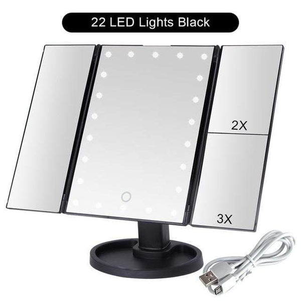 SearchFindOrder China / Black Portable Magnifying Tri Fold Makeup Mirror