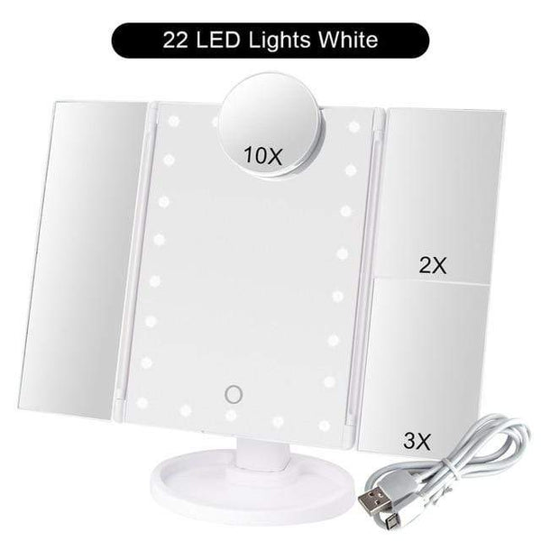 SearchFindOrder China / White 10X Mirror Portable Magnifying Tri Fold Makeup Mirror