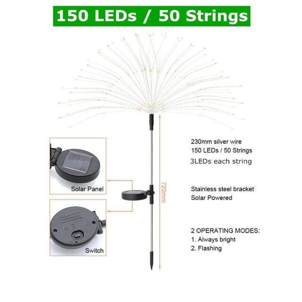 SearchFindOrder christmas 150LEDs / China / Cold White Outdoor LED Solar Flashing Fireworks Lights