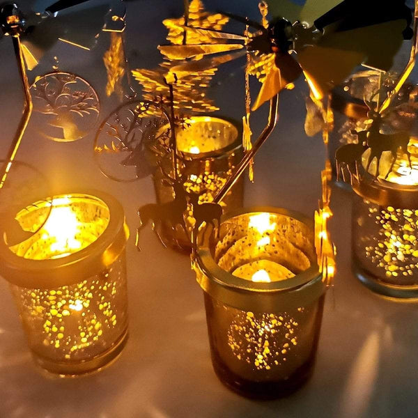 SearchFindOrder christmas Christmas Candle Holder Rotary Spinning Carousel Light
