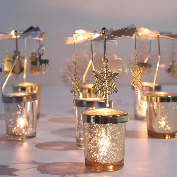 SearchFindOrder christmas Christmas Candle Holder Rotary Spinning Carousel Light