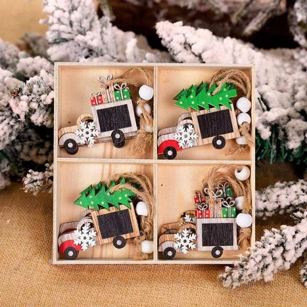 SearchFindOrder christmas Set9 Wooden Christmas Tree Pendant Ornaments (12pcs)