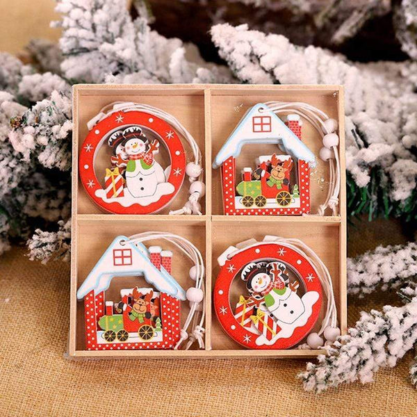 SearchFindOrder christmas Wooden Christmas Tree Pendant Ornaments (12pcs)