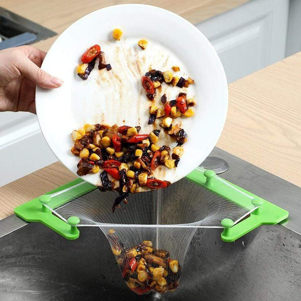 SearchFindOrder Corner Kitchen Sink Mesh Waste Strainer (1 holder + 100 mesh filter bags)