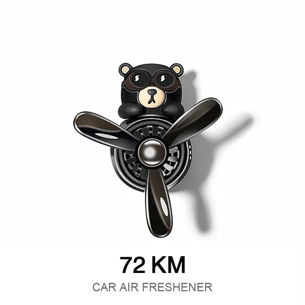 SearchFindOrder Cute Bear Pilot Car Air Freshener with Rotating Propeller