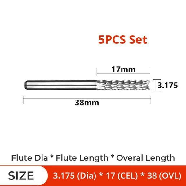 SearchFindOrder D3.175-17 5pcs Carbide Tungsten Corn teeth Milling bits cutter for Engraving machine