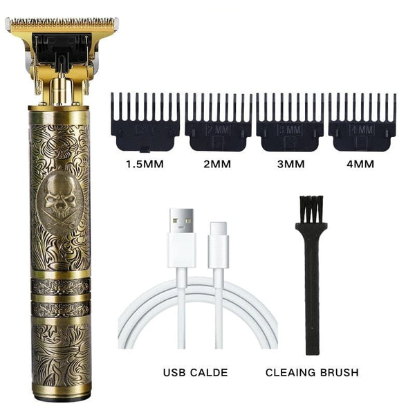 SearchFindOrder Gold Metal Skull Professional Hair Trimmer with LCD Display