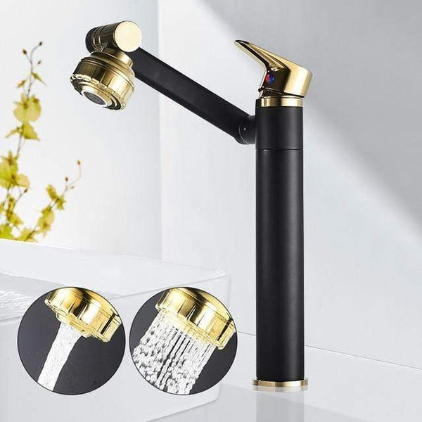 SearchFindOrder Gold with Black Tall (30cm/11.8 Inch) Multi Directional 360° Super Faucet