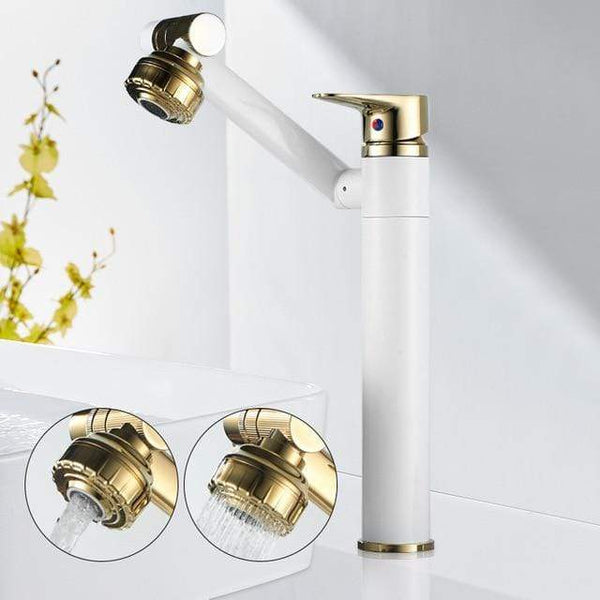 SearchFindOrder Gold with White Tall (30cm/11.8 Inch) Multi Directional 360° Super Faucet