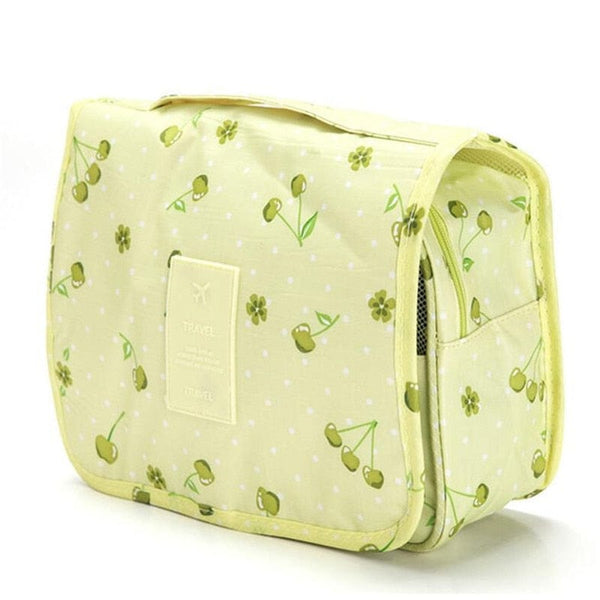 SearchFindOrder Green cherry / China Waterproof Travel Cosmetic Toiletries Bag with Hook