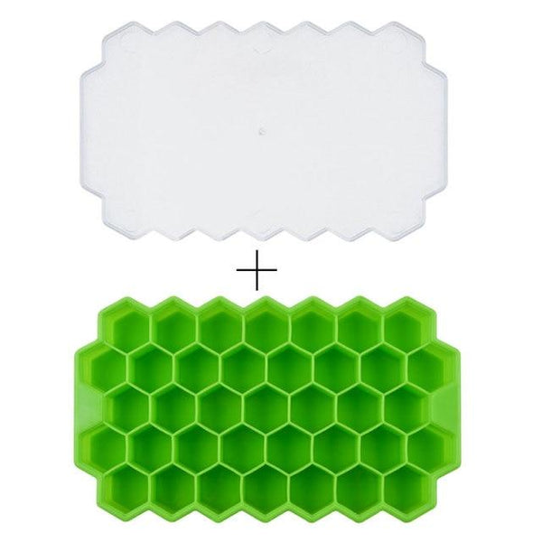 SearchFindOrder Green Honeycomb Stackable Ice Cube Trays with Removable Lid