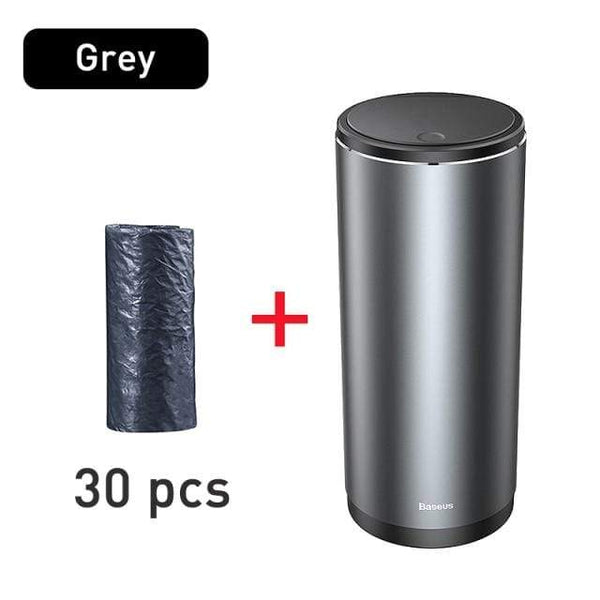SearchFindOrder Grey with 30 Bags Alloy Car Trash Bin (90 Bags)