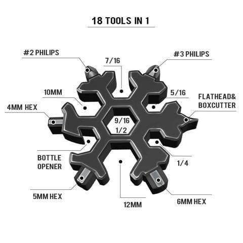 SearchFindOrder Hand Tools 18-in-1 Stainless Steel Snowflake Multifunctional Tool