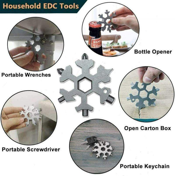 SearchFindOrder Hand Tools 18-in-1 Stainless Steel Snowflake Multifunctional Tool