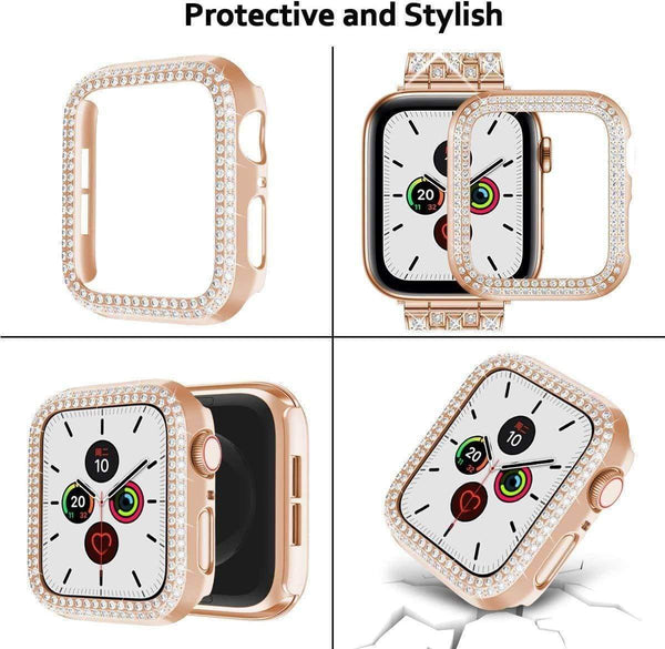 SearchFindOrder Jewelry & Watches Women Bling Diamond Strap With Case for Apple Watch