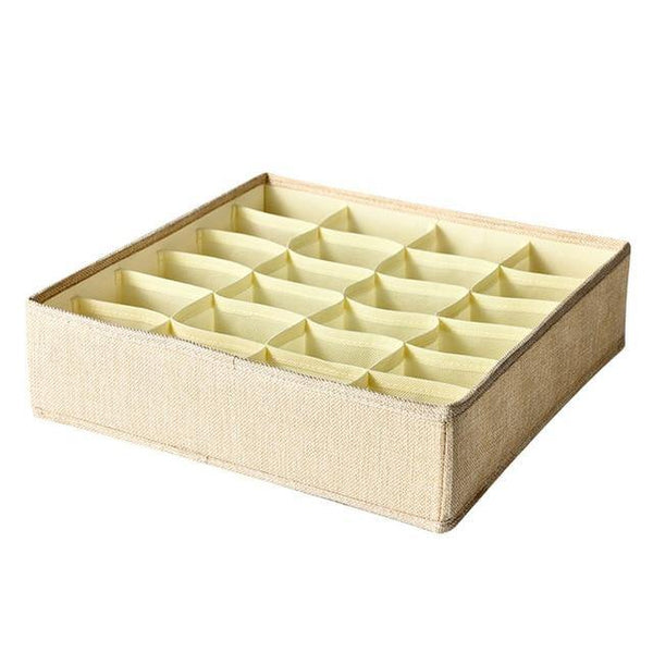 SearchFindOrder Khaki 24 Grids Foldable Drawer Storage Box Organizer