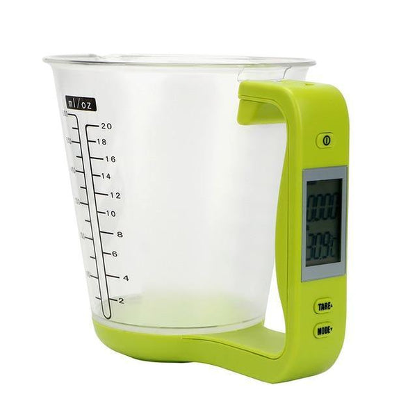 SearchFindOrder Kitchen Utensils Green Smart Electronic Measuring Cup with Built-In Digital Scale and Thermometer