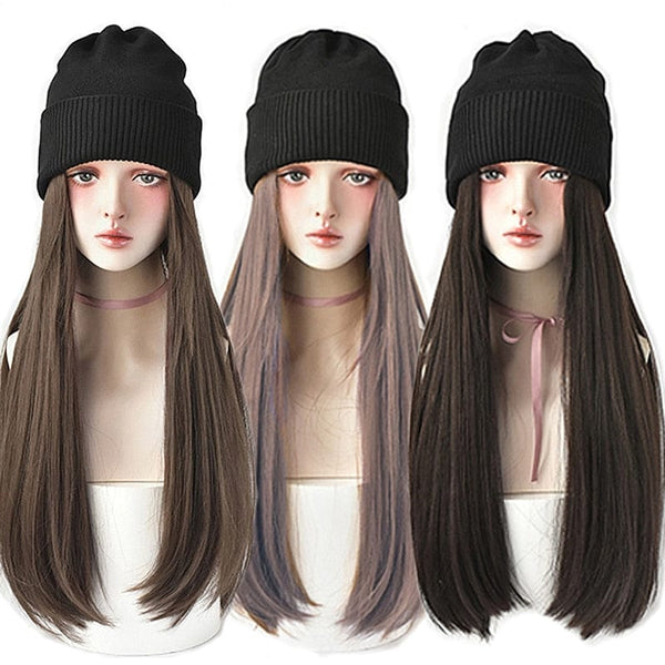 SearchFindOrder Knitted Long Hair Wig Beanie